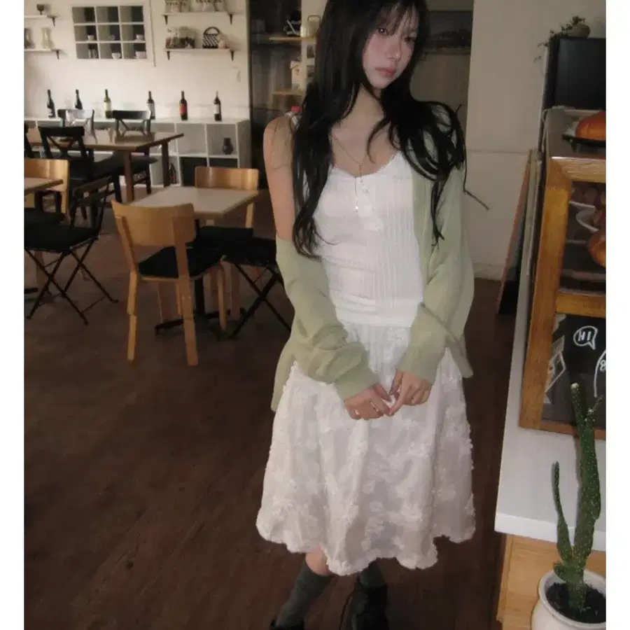 (새상품)모디무드 말차롱 데일리 하프 가디건