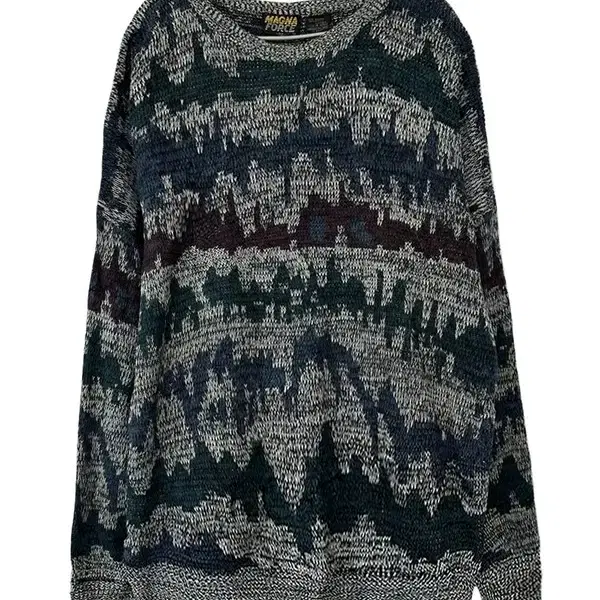 [2XL] MAGNA 90s 패턴 라운드 빈티지니트