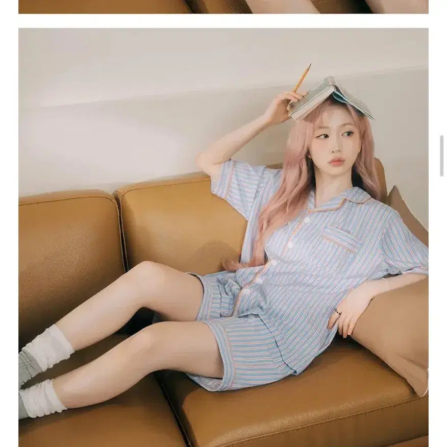 [선물포장][새상품] 도씨 실크핏 시에르 반팔 잠옷 세트 블루 m