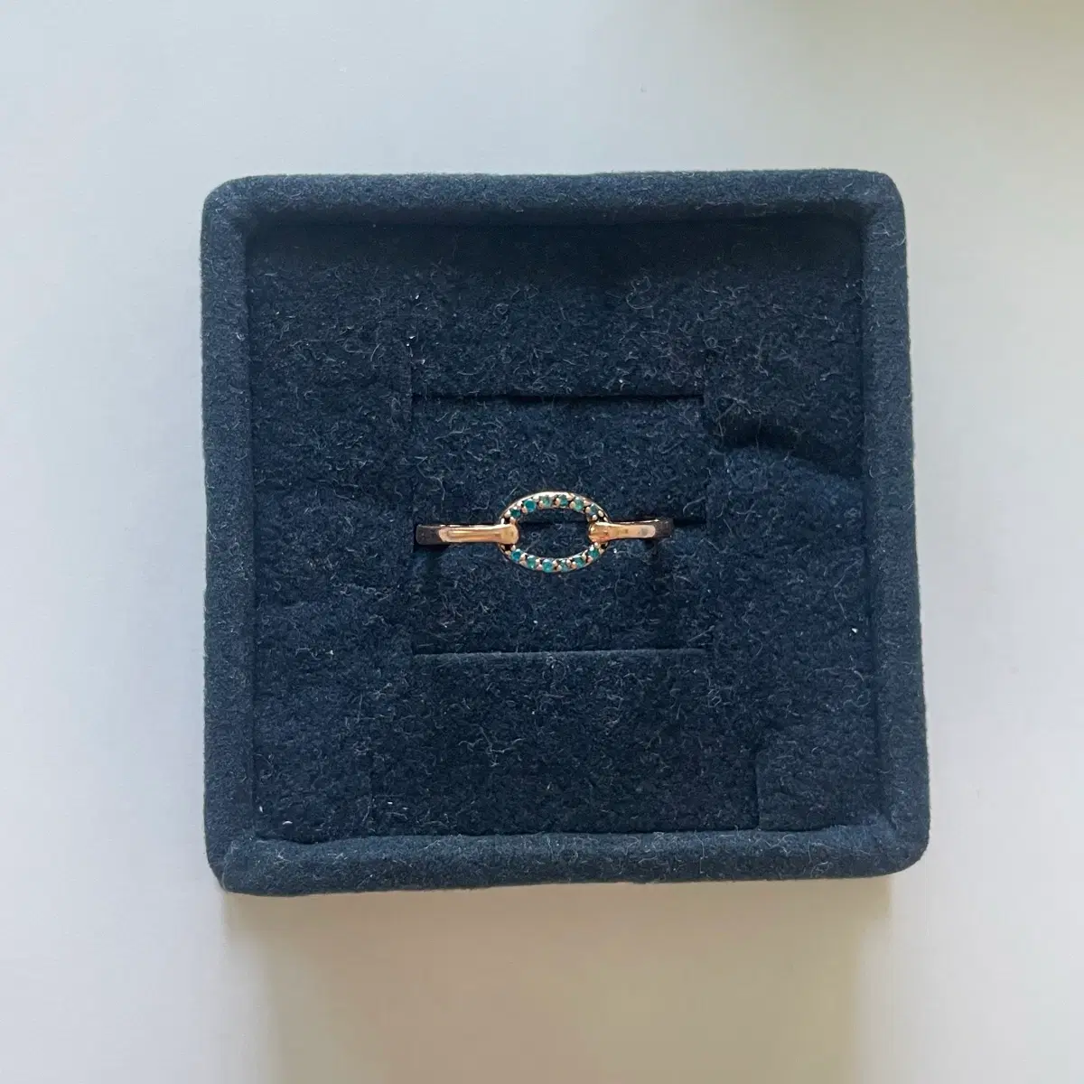 14k 타원 청큐빅 반지 11호