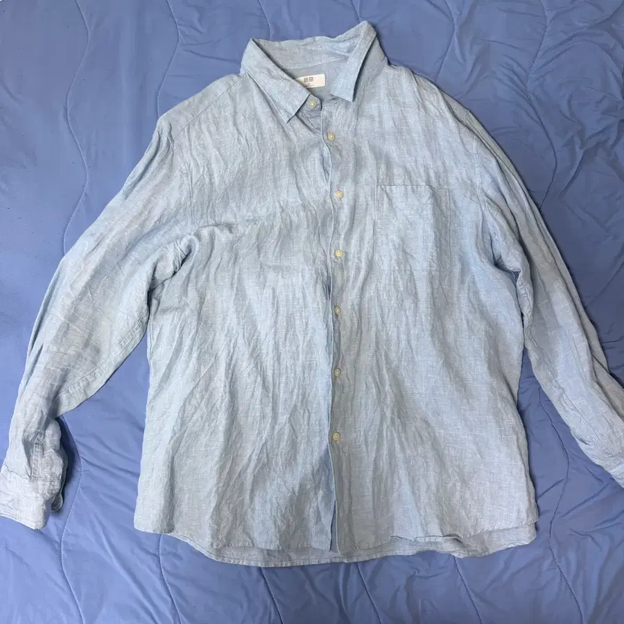 유니클로 린넨셔츠 하늘색 3XL