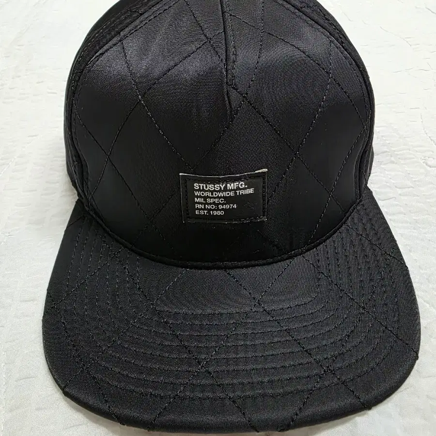 스투시 블랙 퀄티드 폼 스냅백 모자 stussy