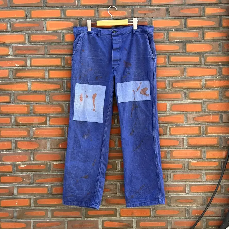 [38] 빈티지 프렌치 워크 팬츠 블루 리페어 워크웨어 페인터 팬츠