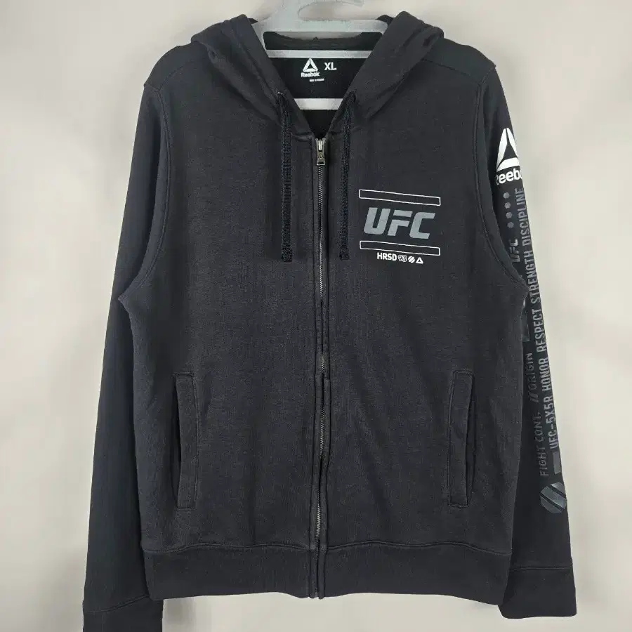 [무료배송]리복 XL 남성 UFC 스웨트 후드 집업 자켓 후디 블랙