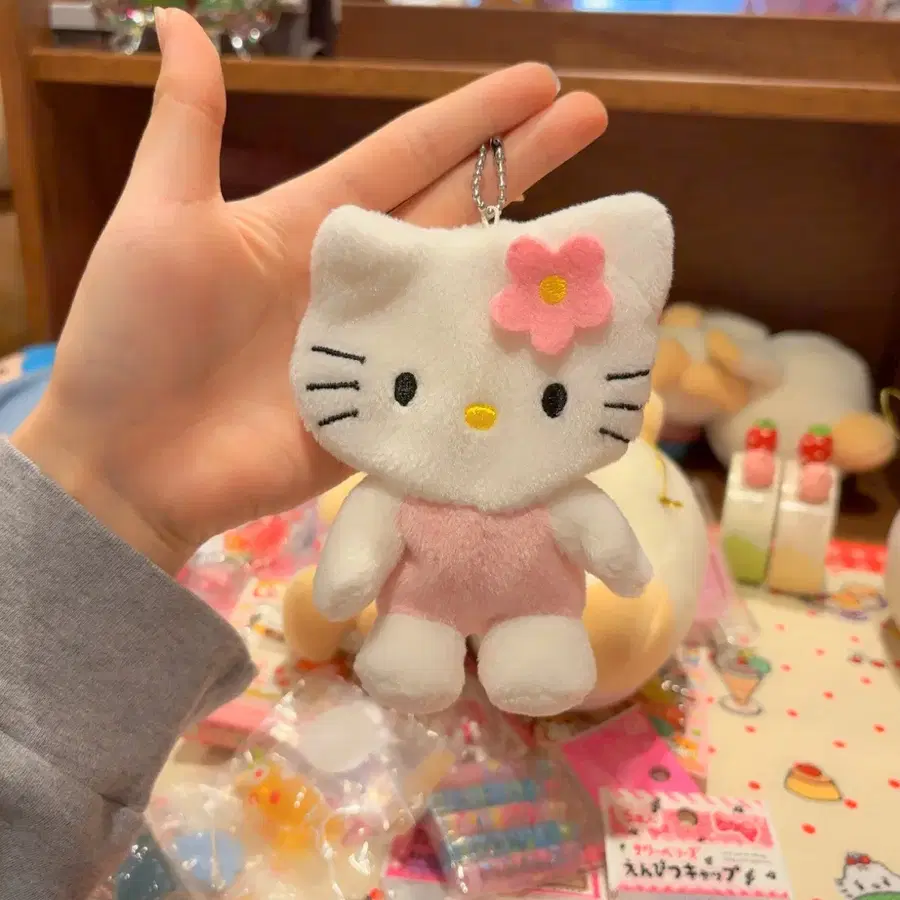 고전 산리오 헬로키티 카오하나 납작 인형 파우치 키링