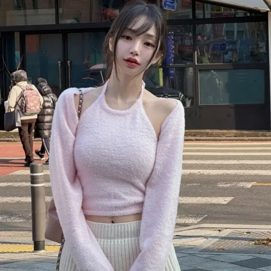 카인다미 나시 볼레로세트 쿨핑크