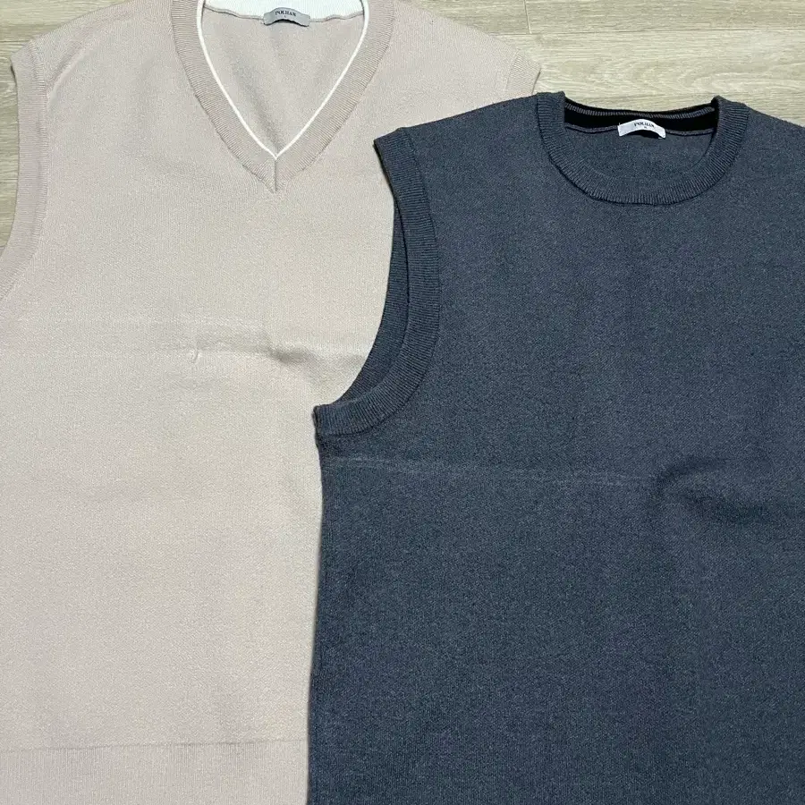 폴햄 니트 조끼 베이지/차콜-L,XL