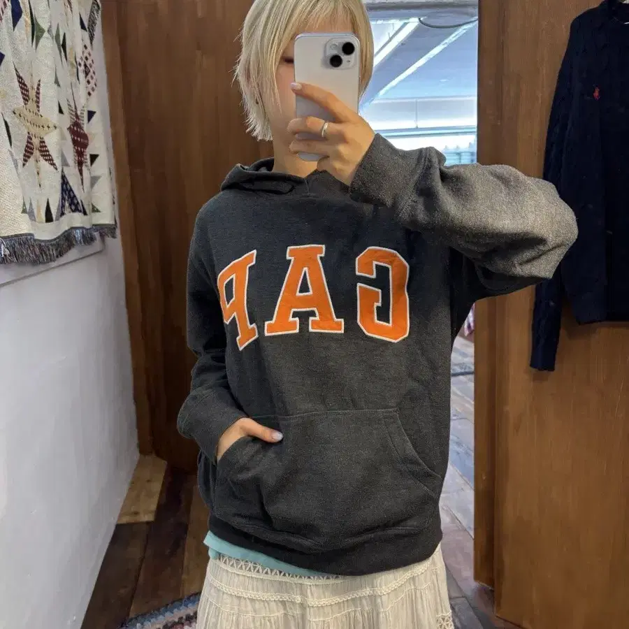 GAP 갭 빅로고 약기모 후드티 h513