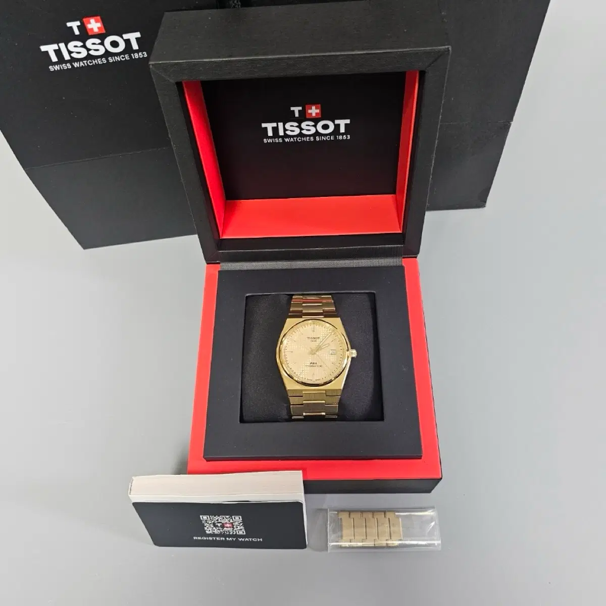 티쏘 PRX 파워매틱 80 오토 골드 40mm 시계 T137.407