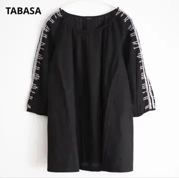 [새상품급] TABASA 타바사 / 코튼 린넨 / 자수 블라우스 / 블랙 / 34