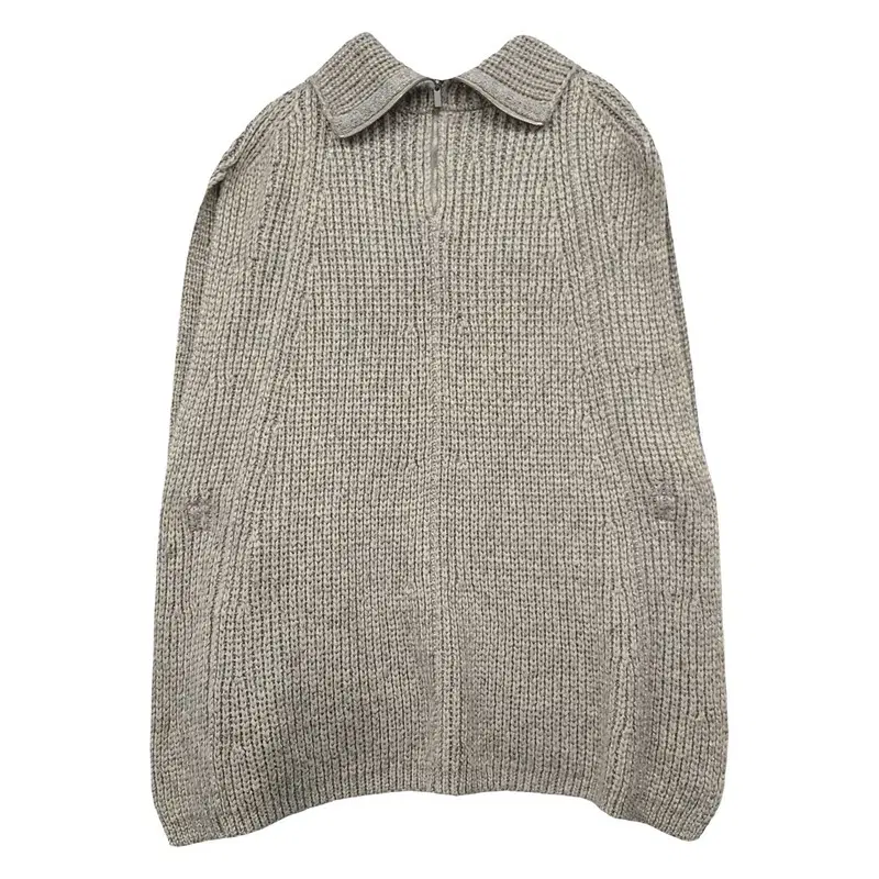 랑방 LANVIN 베이지 폴리에스터 카라 니트 집업 90(55)