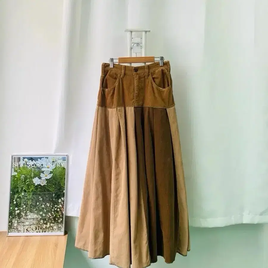 패치워크 빈티지 코듀로이 믹스 롱 스커트 S