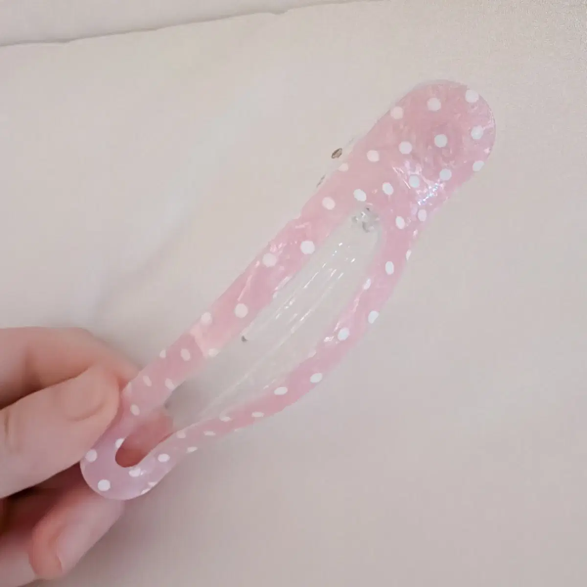 핑크 도트 악어집게핀 땡땡이 올림머리 헤어핀 (신상)