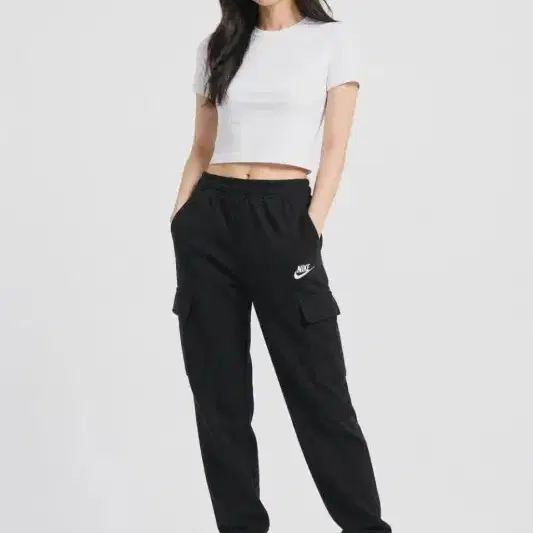 여S/나이키 블랙 코튼 포켓 조거 팬츠