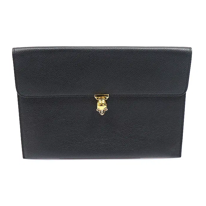 Alexander Mcqueen(알렉산더맥퀸) 358701 블랙 그레인 카프스킨 스컬 엔벨로프 클러치 MEP89356ETC