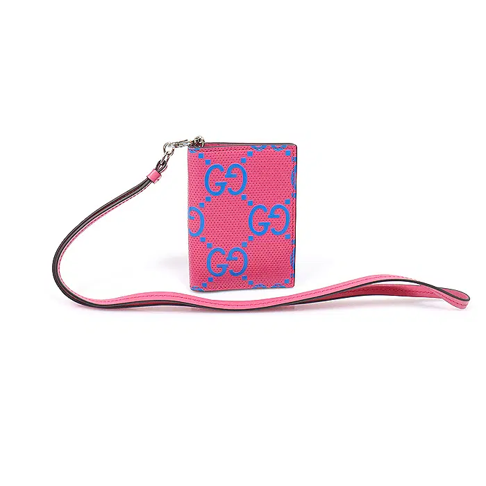 Gucci(구찌) 725477 핑크 GG 엠보스 레더 테니스 넥 스트랩 카드지갑 MEP41593GU