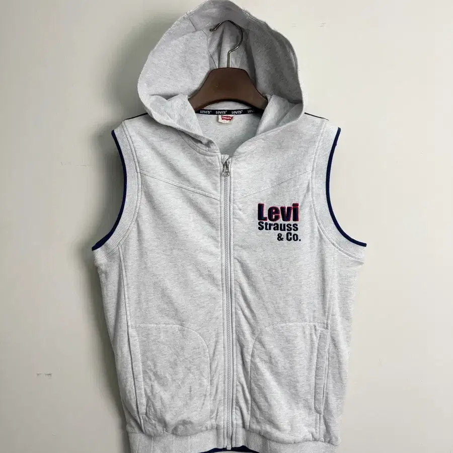 리바이스 키즈 (Levi's Kids) 레트로 레터링 후드 집업 베스트 조끼 (표기 160 / 여성 44-마른 55 추천)