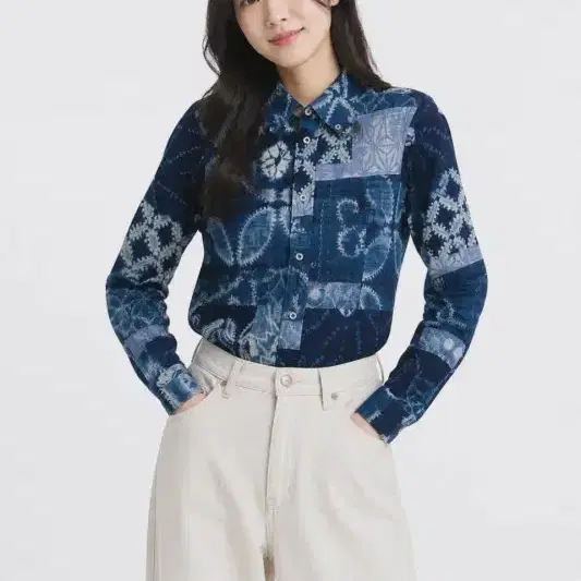 여XS/폴로 랄프로렌 네이비 페이즐리 패턴 셔츠