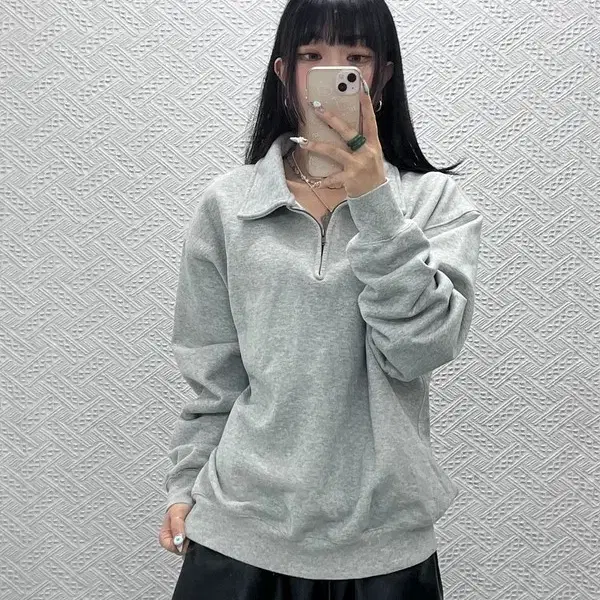 아웃스탠딩 빈티지 캐주얼 데일리 반집업 맨투맨 L C14877