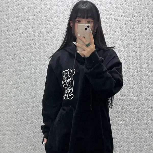 예스아이씨 빈티지 캐주얼 빅로고 아방핏 후드티 L C14885