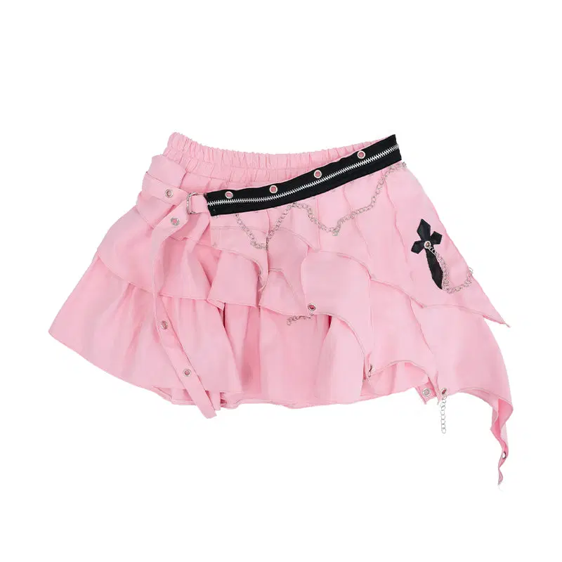 ACDC RAG 3단 비대칭 파스텔 스커트 PASTEL PINK ONE SIZE
