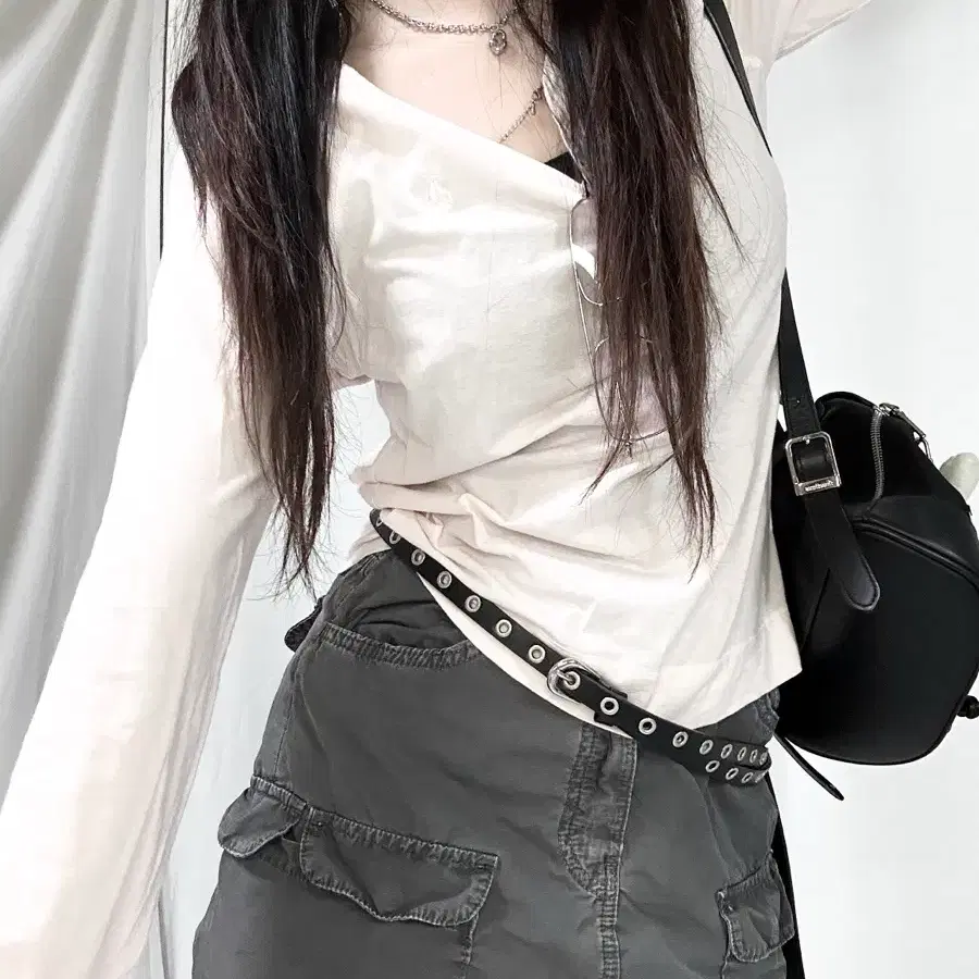 폴로 화이트로고 뮤트핑크 후드 롱슬리브