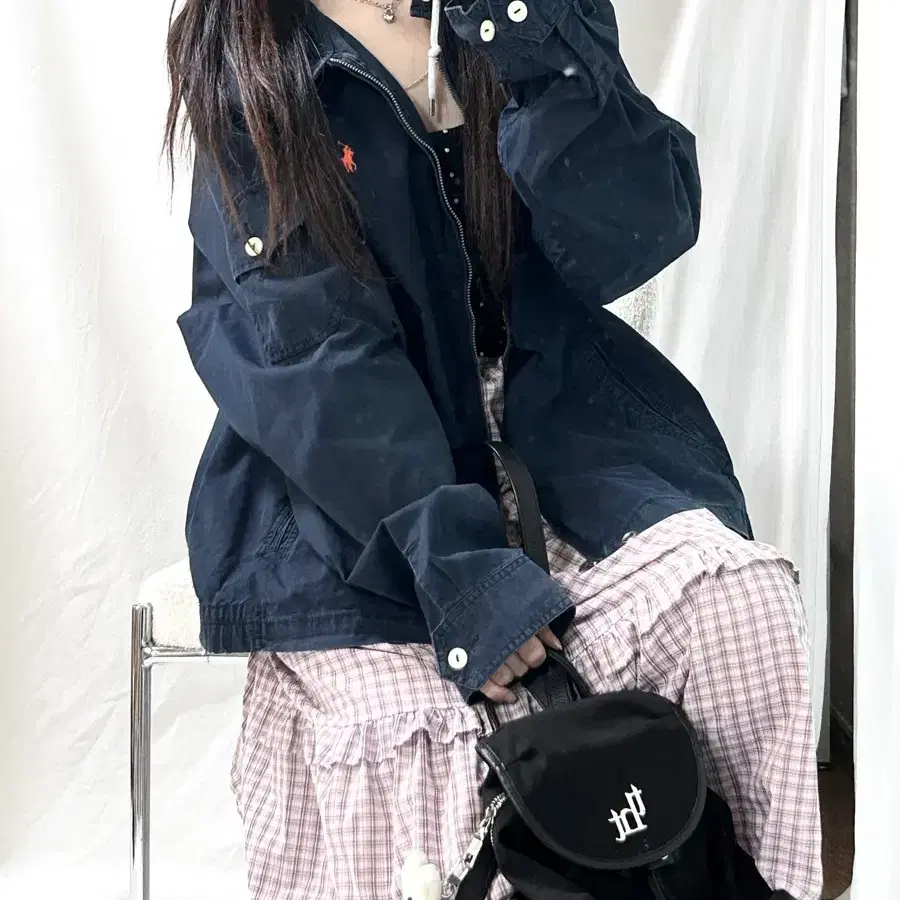 폴로 다크네이비 코튼 후드 자켓