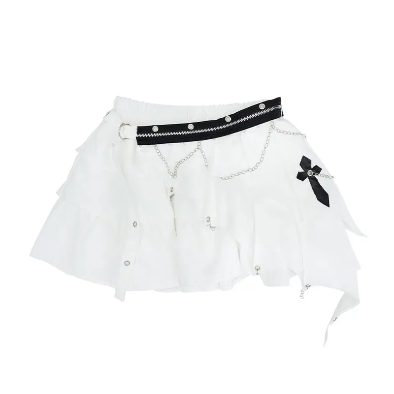 ACDC RAG 3단 비대칭 파스텔 스커트 WHITE ONE SIZE