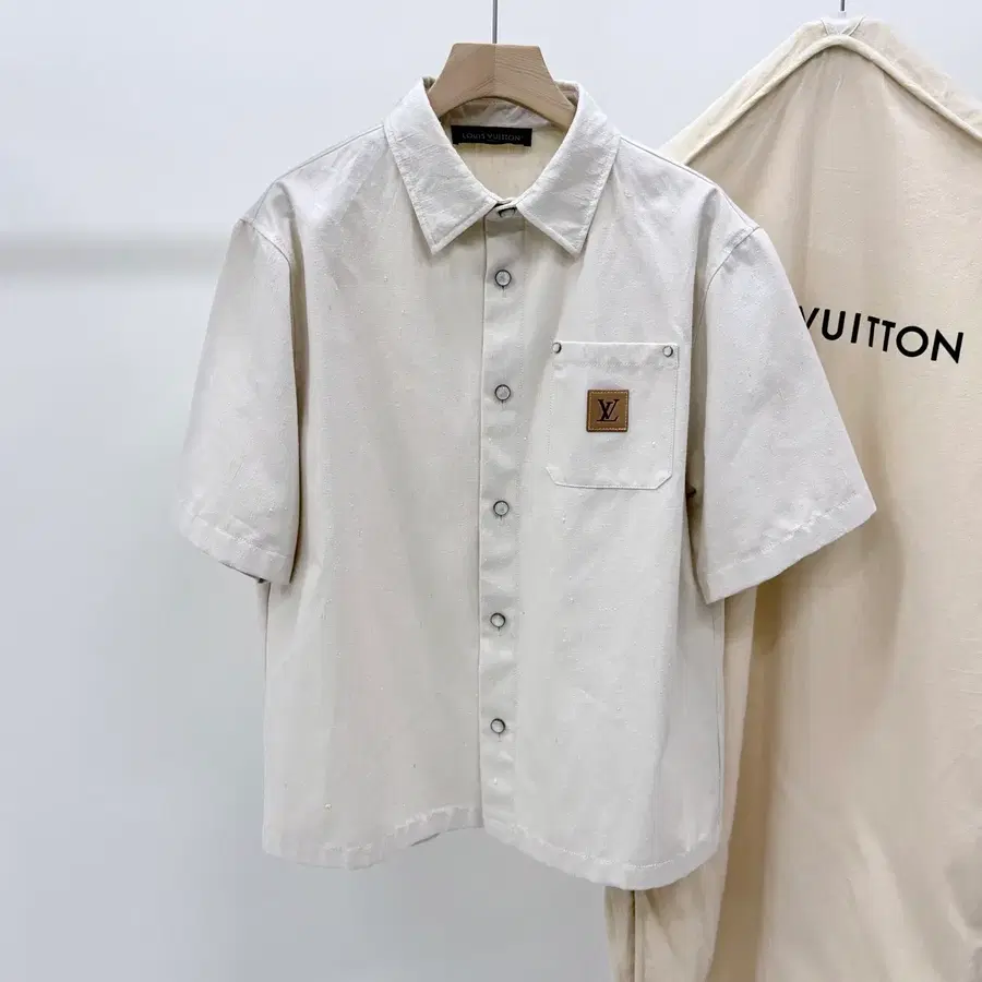 [S급/XL] 25SS 루이비통 실크 블렌드 반팔 셔츠 베이지