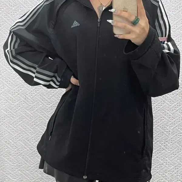 아디다스 빈티지 캐주얼 배색 삼선 바람막이 자켓 100 C14879