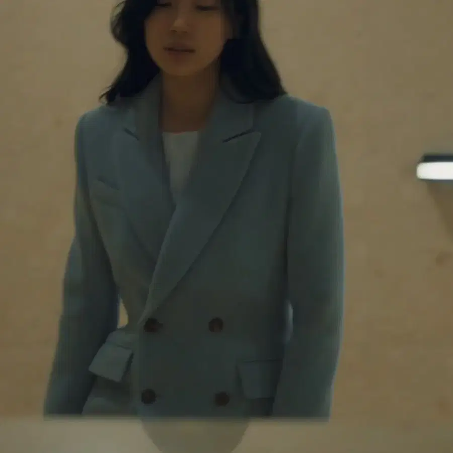 브라이드앤유 bau 수지 안나 더블 코트 울 소프트블루