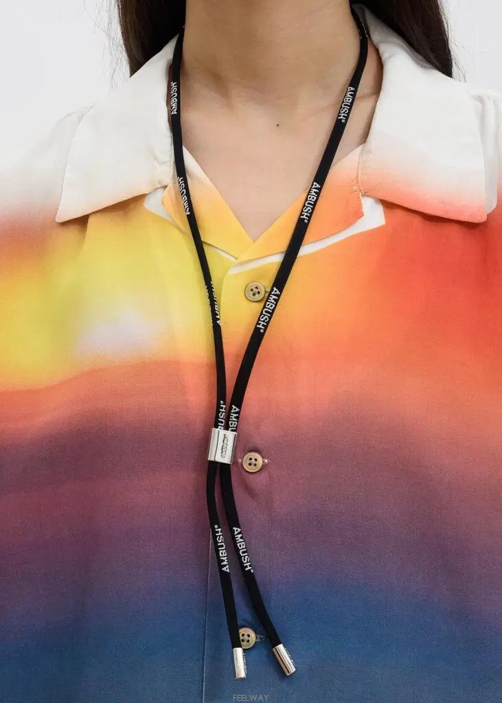 Ambush Silver Cord logo Strap Necklace