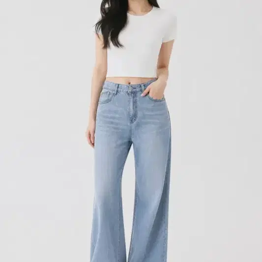 여27-28/마뗑킴 22FW 라이트 블루 데님 팬츠
