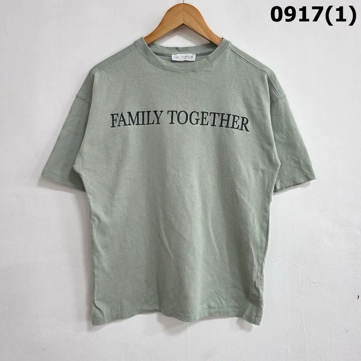 ZARA 패밀리 투게더 반팔 티셔츠 민트 아동