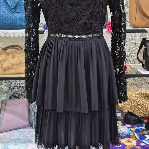 ZARA 자라 레이스 + 쉬폰 미니원피스 66 (지뢰계)