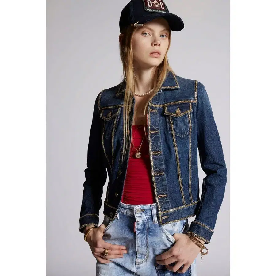 DSQUARED2 chain-detailed cropped denim jacket