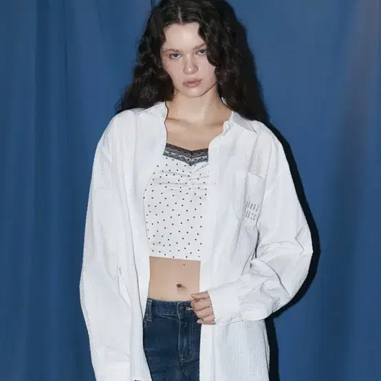 플리즈노팔로우 Taryn Patch Check Shirt (White)