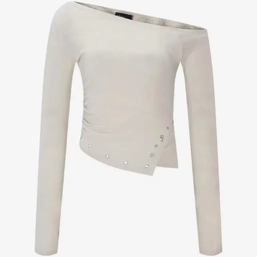 플리즈노팔로우 Remy Unbal Shirring Long Sleeve Top 베이지