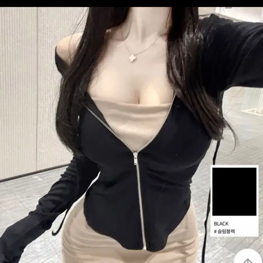 에이블리 유어로즈 굴림 후드집업가디건 블랙