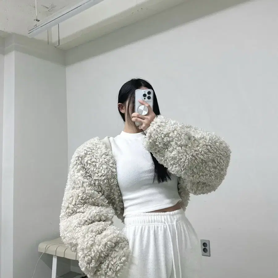 놉 양털 볼레로 패딩