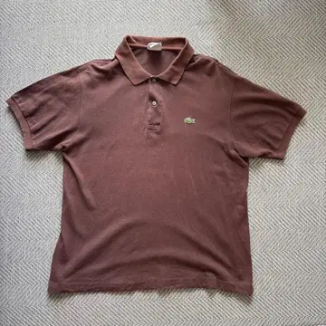 LACOSTE 라코스테 반팔 피케 셔츠 사이즈 5 브라운 원포인트 로고