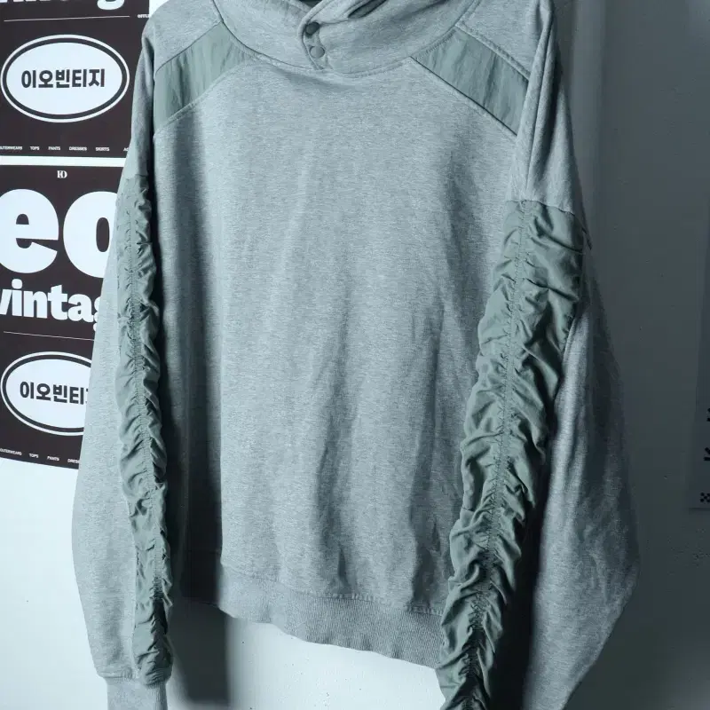 (L-XL) 엑스톤즈 후드티셔츠 오버핏 그레이 셔링 스트릿-H39736