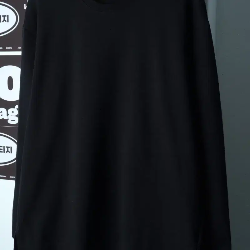 (L-XL) 드로우핏 긴팔티셔츠 오버핏 무지 블랙 놈코어-H39792