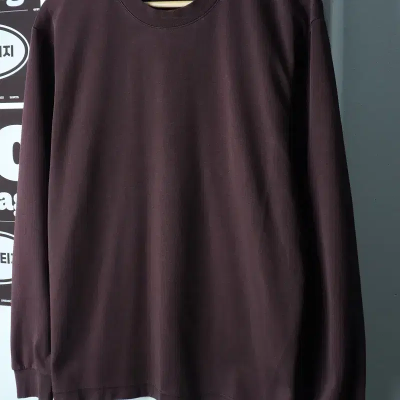 (L-XL) 유니클로 긴팔티셔츠 U라인 버건디 무지 놈코어-H39804