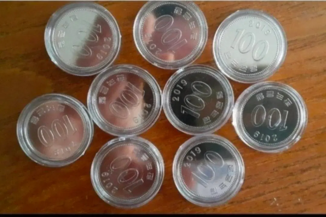 2019년 100원 미사용 주화 5개일괄.한국은행 주화 화폐 동전