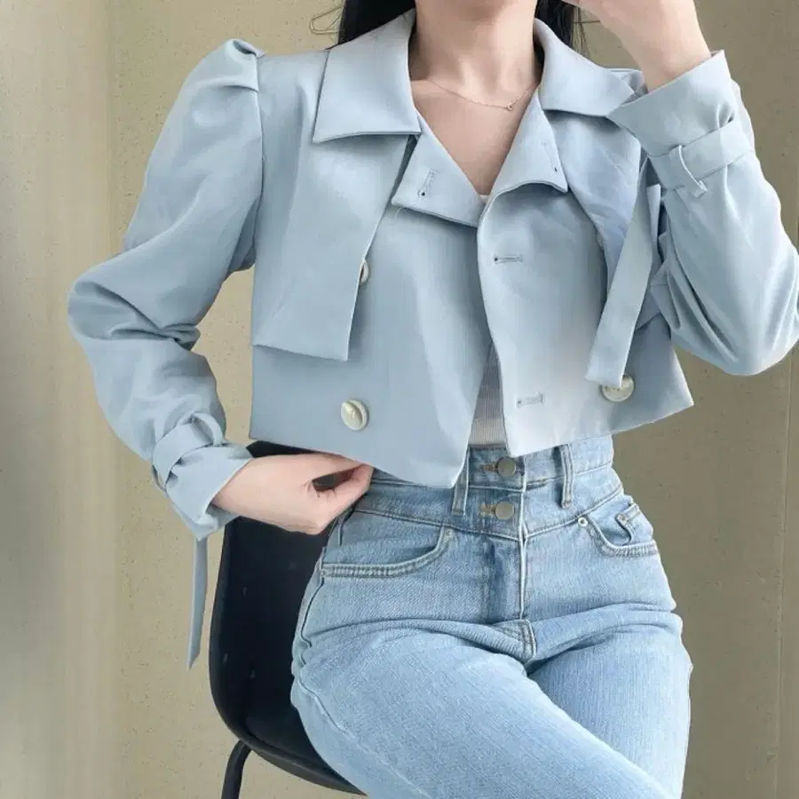로웰리 트렌치 퍼프 숏 크롭 자켓