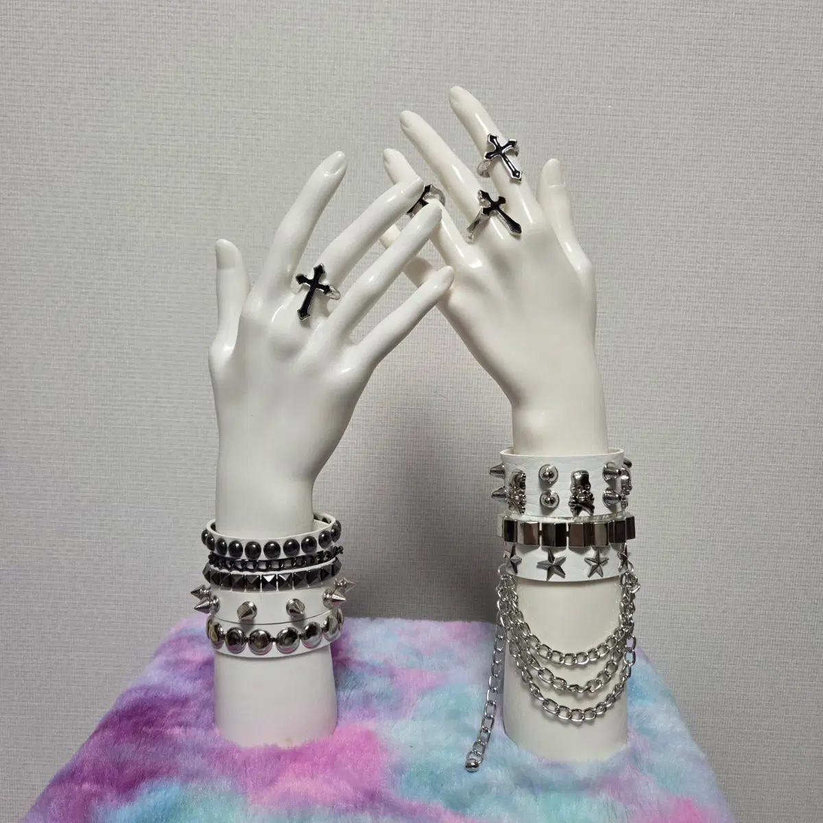 화이트 Emo 펑크 팔찌 set
