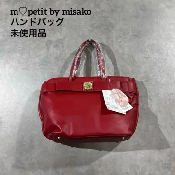미사용 m petit by misako 리본 핸드백 골드 금장 장식