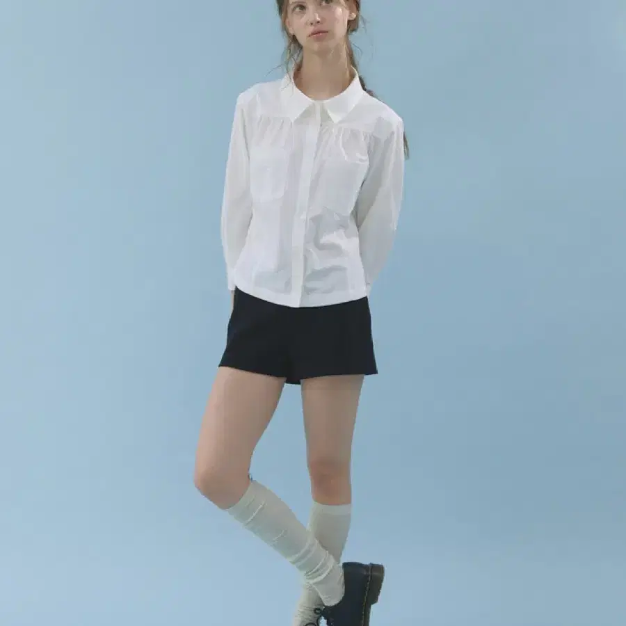 헤더먼트 컴팩트 셔츠 (화이트,새상품)