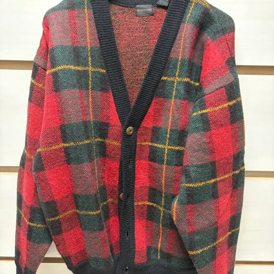 [M] 90s Structure 가디건 울100 made in hong kong